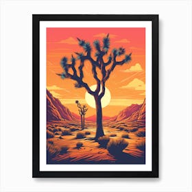  Retro Illustration Of A Joshua Trees At Dusk In Desert 7 Art Print