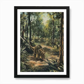 Triceratops In The Forest Painting 1 Art Print