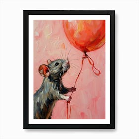 Cute Rat 2 With Balloon Art Print