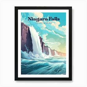 Niagara Falls Ontario Canada Waterfall Modern Travel Art Art Print