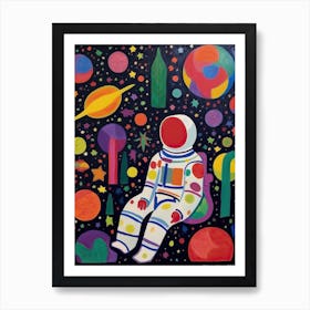 Astronaut Colourful Illustration 6 Art Print