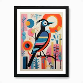 Colourful Scandi Bird Magpie 3 Art Print