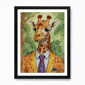 Giraffe In Suit 8 Art Print