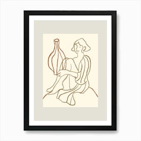 Woman Holding Vase Art Print