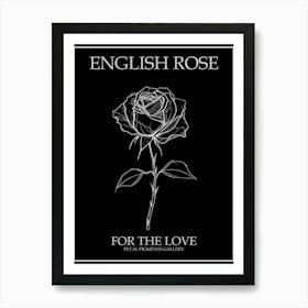 English Rose Black And White Line Drawing 18 Poster Inverted Art Print