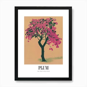 Plum Tree Colourful Illustration 3 Poster Art Print