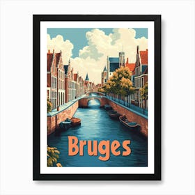 Aihrgdesign A Classic 1960s Travel Poster For Bruges 3 Art Print