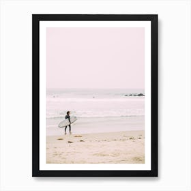 Surfer On The Beach Art Print