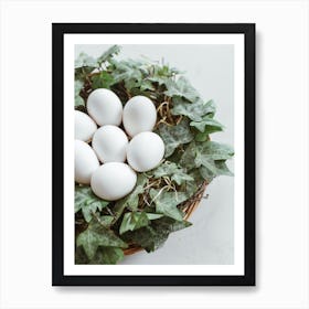 White Eggs In A Basket 1 Art Print