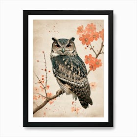 Burmese Fish Owl Japanese Painting 1 Art Print