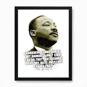 Martin Luther King Jr Quotes in Vintage Illustration Art Print