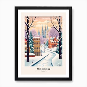 Vintage Winter Travel Poster Moscow Russia 3 Art Print