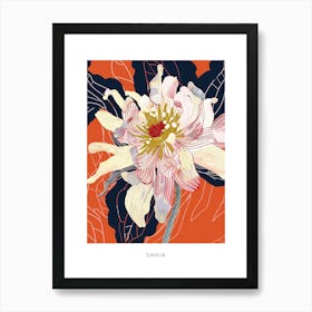 Colourful Flower Illustration Poster Dahlia 3 Art Print