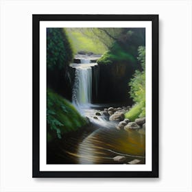 Sgwd Clun Gwyn, United Kingdom Peaceful Oil Art  Art Print