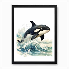 Orca Whale With Waves 1 Art Print
