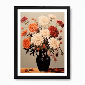 Bouquet Of Asters, Autumn Fall Florals Painting 6 Art Print