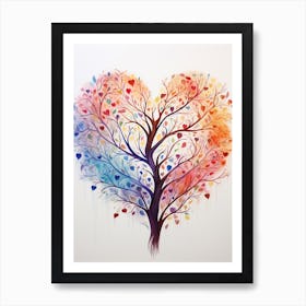 Gradient Heart Tree Branches 3 Art Print
