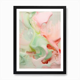 Pink And Green Abstract Raw Painting 3 Art Print