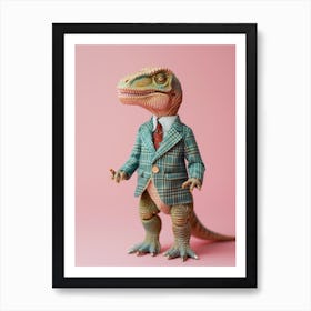Pastel Toy Dinosaur In A Suit & Tie 4 Art Print
