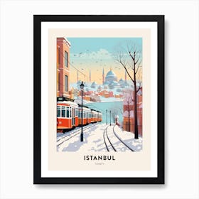 Vintage Winter Travel Poster Istanbul Turkey 1 Art Print