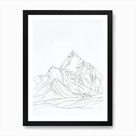 Gasherbrum Pakistan China Line Drawing 1 Art Print