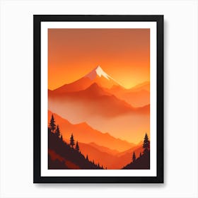 Misty Mountains Vertical Composition In Orange Tone 217 Art Print