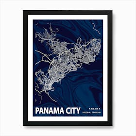 Panama City Crocus Marble Map Art Print