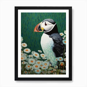 Ohara Koson Inspired Bird Painting Puffin 3 Art Print