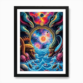 Aliens In The Ocean Abstraction Art Print