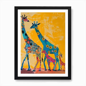 Geometric Abstract Giraffe Herd 4 Art Print