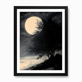 Dark Gothic Full Moon Art Print