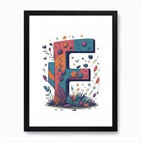 Colorful Letter F Illustration 79 Art Print