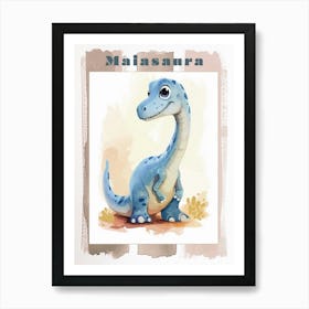 Cute Cartoon Maiasaura Dinosaur Watercolour 1 Poster Art Print