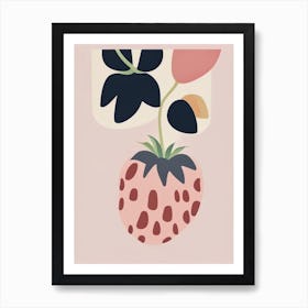 A Single Strawberry, Fruit, Modern Muted Colours Art Print