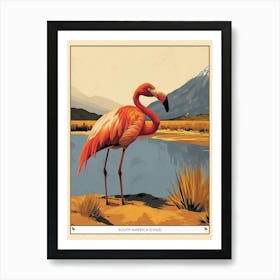 Greater Flamingo South America Chile Tropical Illustration 6 Poster Art Print