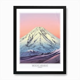 Mount Ararat Turkey Color Line Drawing 1 Poster Art Print
