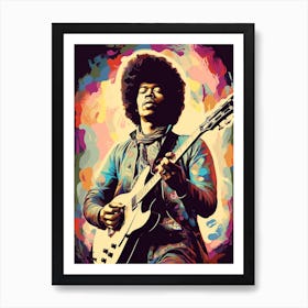 Jimi Hendrix Retro Portrait 4 Art Print