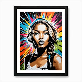 Graffiti Mural Of Beautiful Hip Hop Girl 57 Art Print