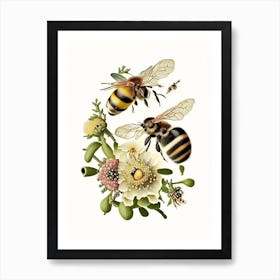 Forager Bees 3 Vintage Art Print