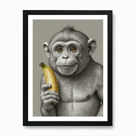 Monkey With Banana 1 Art Print