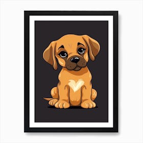 Puppy Minimalistic Illustration 3 Art Print