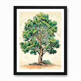 Walnut Tree Storybook Illustration 1 Art Print