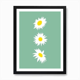 Daisy Line on Sage Green Art Print