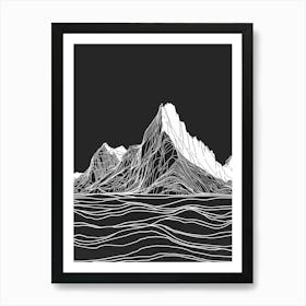 Scafell Mountain Line Drawing 1 Art Print