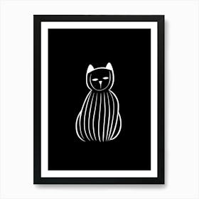 Abstract Sketch Cat Line Drawing 6 Art Print