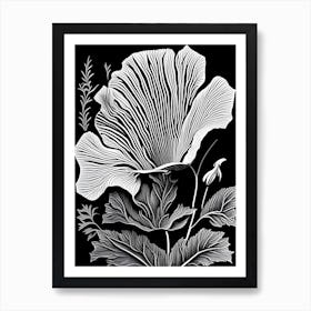 Poppy Leaf Linocut 1 Art Print