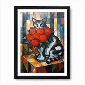 Carnation With A Cat 4 Cubism Picasso Style Art Print