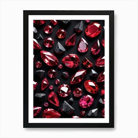 Red Ruby On Black Background Art Print