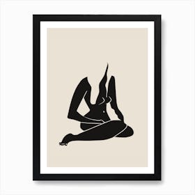 Long Hair Nude In Black Art Print