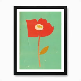 Flower Red on Green Art Print